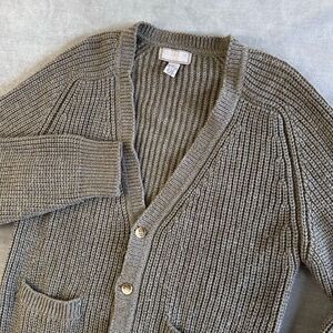 VTG 80s Cardigan Sweater Mens M Brown Wool Blend Chunky Knit‎ LOFT & BROWNSTONE